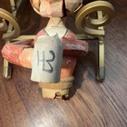 Vtg Painted Hand Carved German Cork Bottle Stopper Mechanical Drinker Rare Ugly