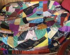 Crazy Quilt topper 84x64 Satin velvet embroidered Needsrepair Supplies Included 