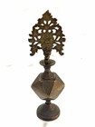 Vtg  Brass Kohl Bottle Applicator Middle Eastern Islamic Pierced Finial 5 75   