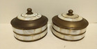 Vintage Ring Tiled Mother Of Pearl Brass Style Trinket Jewelry Box Set Of 2