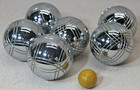 Set Of 6 Vintage Obut Chrome Petanque Boules Balls Bocce W  Carrying Case - Nice
