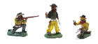 Three Vintage 1950 s Hand Painted Hard Plastic 2  Tall Cowboy Gunman Toy Figures