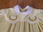Vintage Yellow Baby Girl Dress Embroidered Flowers 3-6 Month
