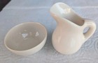 Rare Dorothy Okumoto Porcelain Miniature Pitcher And Bowl Signed Hawaii Plumeria