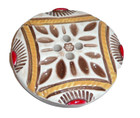 Pretty Large Art Stone Button 4 Hole Sew Down Button - Tan   Red Colored