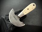 Handmade Round Head Knife    Damascus Steel   Leather Crafting-leather Sheath
