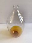 Mid-century Modern Mcm Delicate Glass Fused Bud Vase Clear   Amber Gold 10  Tall
