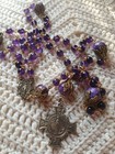 Vintage Amethyst Catholic Rosary Beads Large Genuine Large Gemstones 50 