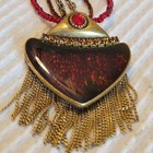 Chico s Multi-color Red Pendant Necklace And Earring Set