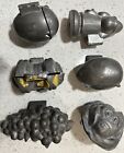 6 - Vintage Hinged Pewter  Ice Cream  Chocolate Butter Molds - Set Of 6 