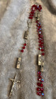 Vintage Mysteries Teaching Rosary Siam Red Aurora Borealis Crystal Beads Italy