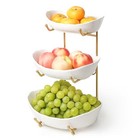  Fruit Bowl For Kitchen Counter - 3 Tier With No Assembly Gold Stand   White 