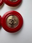 Set Of 4 Chanel Red Enamel   Gold Cc Logo Buttons     Bold Vintage Style 25mm Xl