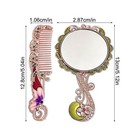 Vintage Handheld Mirror With Comb Set  Portable Metal Embossed Hand Mirror Comb