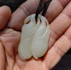       19th Century Chinese Hand Carved White Jade Nephrite  Peapods
