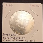 1984 South Korea 1000 Won Km 20 200th Anniv Catholic Church