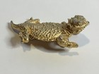 Vintage Pakula Horned Horny Toad Lizard Gold Plated Pin Novelty