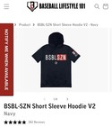 Bsbl-szn Short Sleeve Hoodie V2 Men   s Size M Navy Blue - Bl 101 Baseball