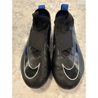 Nike Air Zoom Mercurial Soccer Cleats Kids Size 4y Black Blue Slip On