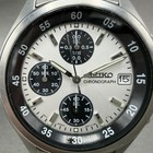 Seiko Chronograph Watch Men 39mm White Dial Silver Tone Date V657-7100 New Batt
