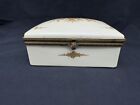 Antique Hand Painted French Porcelain Hinged Trinket Dresser Box  5 5 8 