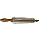 Vintage Brooklyn   Silvers Glass Clear Rolling Pin Wooden Handled - 21 In Length
