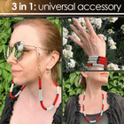 Eyeglass Chain Holder Necklace  Red Premium Beaded Glasses Strap For Sunglasses