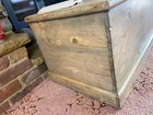 Old Antique Pine Chest  Vintage Wooden Storage Trunk  Blanket Box  Coffee Table 