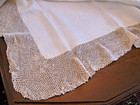 Large 108 x76  Irish Linen Tablecloth W 12-18  Napkins   6  Hand Crochet Border