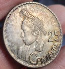 Guatemala 1961 25 Centavos Silver Coin 0 720 Fine Bu Gem Toning