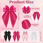 Large Pink Hair Bows  4 Pack Satin Ribbons Bow Clips  