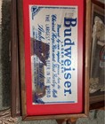 Vintage Budweiser Beer Mirror Glass Framed Bar Sign 14x11    Man Cave Pub Brew