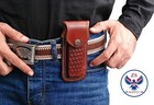 Custom Hand Made Leather Sheath For Folding Pocket Knife - Zs 08