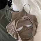 French Chic Camisole Tank Tops Women With Bra Pads Bottoming Outer Wear In One