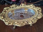 24k Gold-plated Ormolu  Hollywood Regency Floral  Vanity Dish Ornate 1950 s