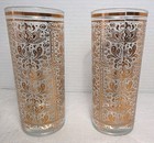 6  Copper Filigree Tumbler highball Bar Glasses Set Of 2 Vintage