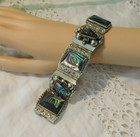 Vintage Taxco Sterling Silver Abalone Panel Bracelet Vintage Mexico 55 Grams