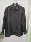 Barong Filipino En Black Casual Formal L s Pullover Dress Shirt Men s M