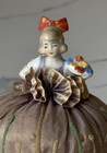 Antique German Porcelain Pin Cushion Half Doll 3  Rare Vintage Collectible Gifts