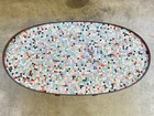 Vintage Mcm Mersman 6964 Oval Mahogany Inlaid Mosaic Tile Side Coffee Table