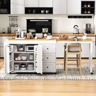 74 8  Kitchen Island With Extendable Dining Table  Kitchen Storage Cart
