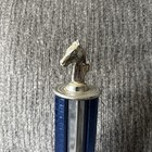 Vintage Equestrian Horse Trophy Marble Base Small Blue Metal Horse Accent Award