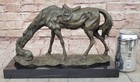Friendship Between Horse And Faithful Dog Animal Lover Bronze Sculpture Figurine
