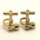 Cuff Links Vintage 1950 s Mid Century Gold Oval Rhinestone Space Age Cufflinks