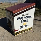 Vtg Corona Cantina Ice Chest Cooler - Metal - Hinged Lid - Save Water Drink Beer