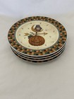 Vtg Debbie Mumm Halloween Salad lunch dessert Plates 8 1 4  Set Of 4 Sakura 1998