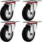 4 Pack 3  Swivel Caster Wheels Rubber Base With Top Plate   Bearing Heavy Duty