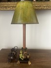 Vintage Fairy Tale Crowned Frog Prince   Butterflies Table Lamp Fantasy Rare