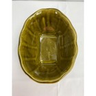 Vintage Usa 489 Pottery Planter Olive Green Footed Bowl Scalloped Home Decor