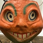 Vintage Circa 1940 s Paper Mache Grinning Pulp Halloween Jack-o-lantern Nos new